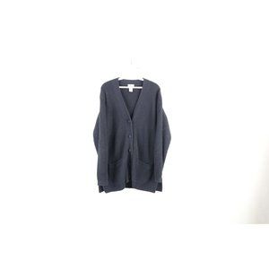 Vtg 90s Streetwear Womens Petite Large Ribbed Knit Kurt Cobain Cardigan Sweater